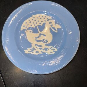Cameo Ware Duck in the Rain.  8in Ceramic Plate.  No Chips or Cracks.